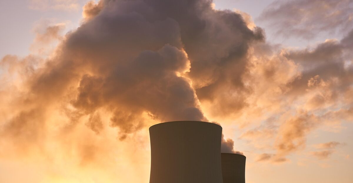 nuclear power plant cooling tower water vapor clouds heaven sunrise mood nature industry nuclear power energy power supply technology nuclear reactor power plant high voltage