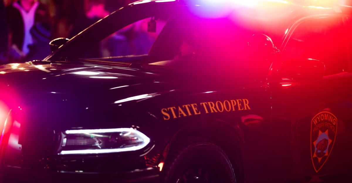 A Wyoming Highway Patrol squad car in Casper Wyoming in the Casper Holiday Parade on December 7 2024